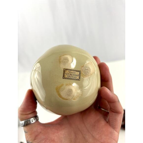 VTG  3 pc Pottery Brown Drip Glaze Kitchen Utensil Holder Taiwan 1970's - Picture 2 of 12